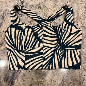 Women's Green and Cream Patterned Top